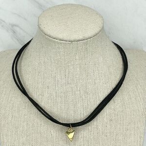 Arrow Triangle Pendant on Black Double Cord Necklace